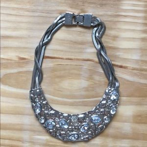 Silver rhinestone statement necklace
